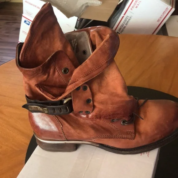 A.S.98 Emerson Italian Zipper Boho Biker Rust Distressed Boots EU41/US10.5 TTS - Picture 5 of 13
